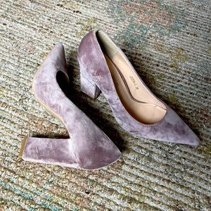 Dusty Purple Velvet Block Heel Pumps